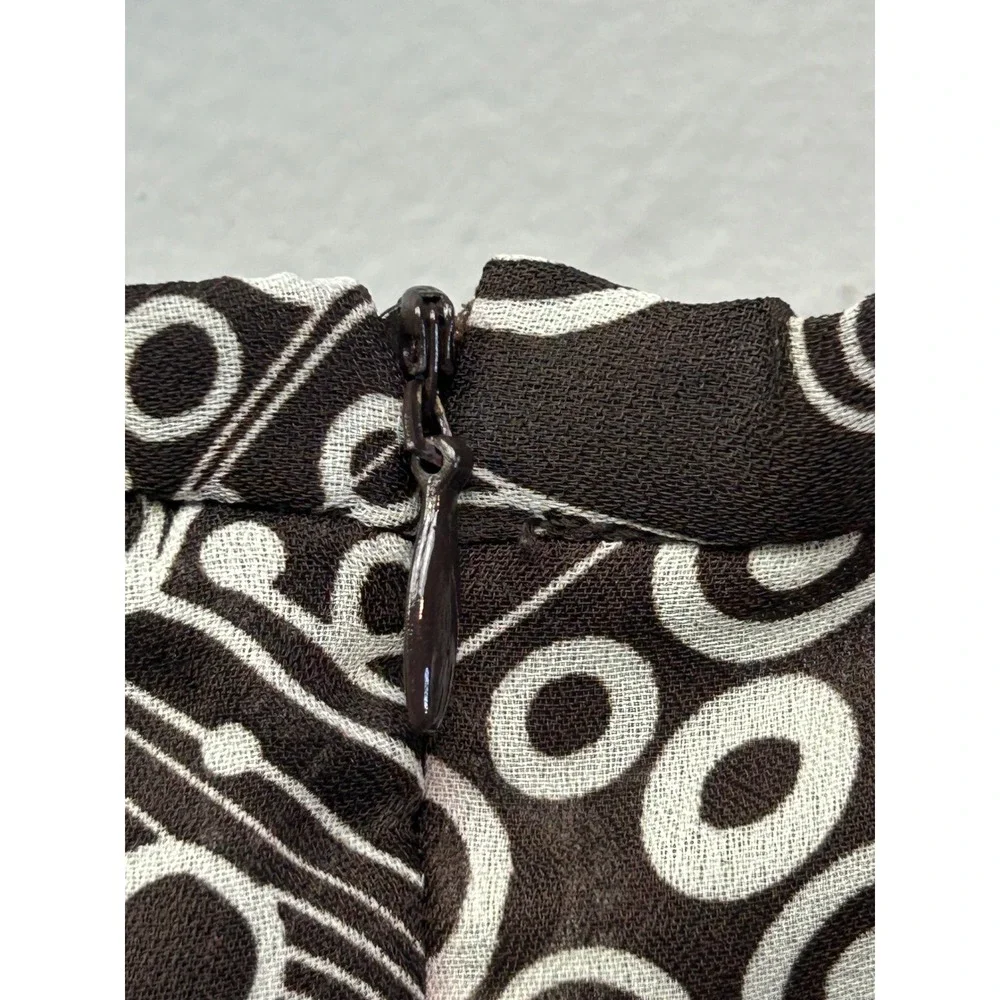 Floral Skirt Womens 8 Brown White Geometric Psychedelic A-Line‎ Flared Midi Y2K